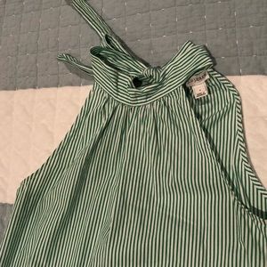 J Crew sleeveless necktie shirt green and white 2